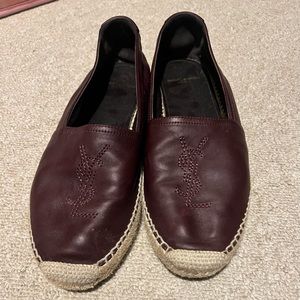 YSL Mens  leather Espadrille burgundy